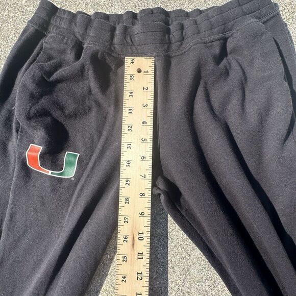 Adidas Miami Hurricanes Sweatpants Mens Medium (29x28) Black Activewear Pants - Picture 3 of 9